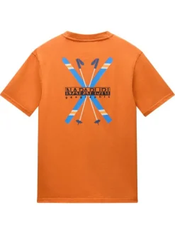 T-shirt en coton orange à logo imprimé avec une coupe droite et un col rond