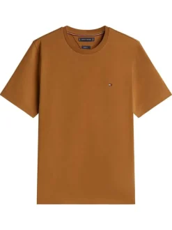 T-shirt en coton orange pourvu d'un col rond et de manches courtes