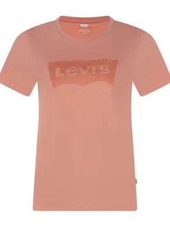 T-shirt en coton orange uni avec logo de la marque floqué à la poitrine