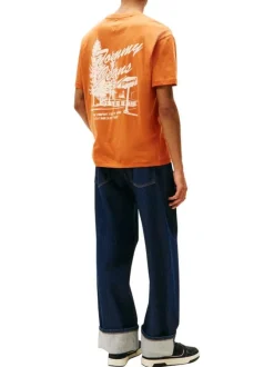 T-shirt en coton orange uni avec logo iconique et une coupe droite