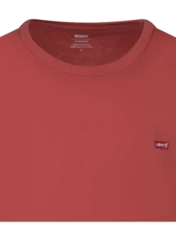 T-shirt en coton épais rouge uni avec une coupe droite et un col rond