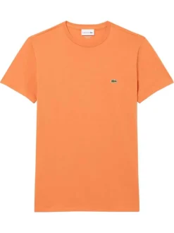 T-shirt en coton peche uni pourvu du logo brodé et d'un col rond