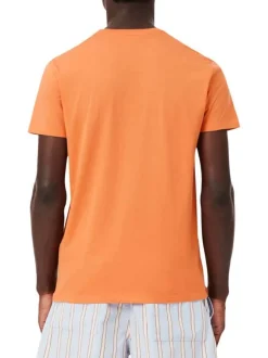 T-shirt en coton peche uni pourvu du logo brodé et d'un col rond