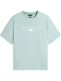 T-shirt en coton pistache uni pourvu d'un col rond et d'une coupe droite