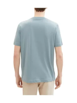 T-shirt en coton pétrole uni coupe droite avec un col rond et nom floqué