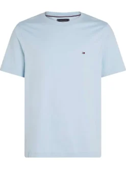 T-shirt en coton régénératif ciel uni avec une coupe droite et un col rond