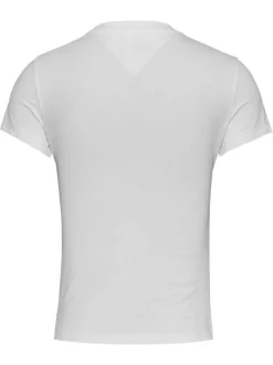 T-shirt en coton régénératif écru à imprimé rouge avec coupe droite et col rond