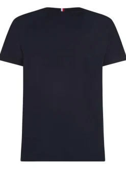 T-shirt en coton régénératif marine uni coupe droite col rond