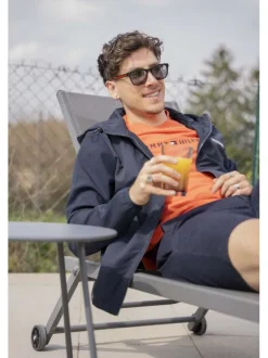T-shirt en coton régénératif orange avec imprimé de la marque et coupe droite