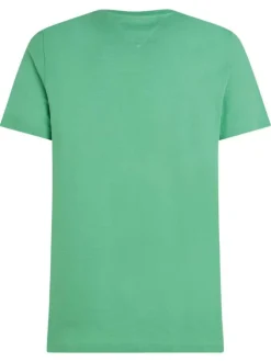 T-shirt en coton régénératif vert à imprimé avec une coupe droite et col rond