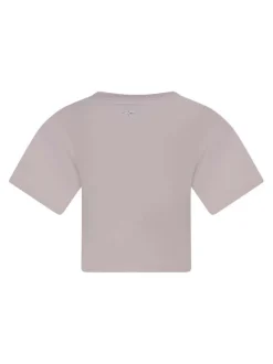 T-shirt en coton rose avec logo à col rond et à manches courtes