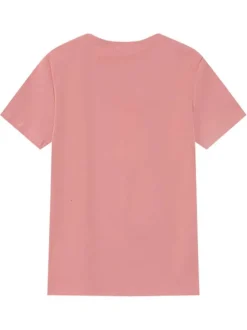 T-shirt en coton rose imprimé avec une coupe droite et un col rond