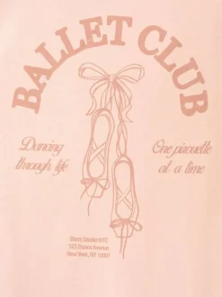 T-shirt en coton rose imprimé avec une coupe droite et un col rond