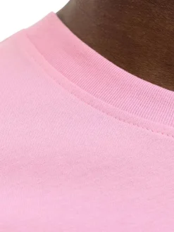 T-shirt en coton rose pourvu d'une coupe droite et d'un col rond