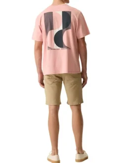 T-shirt en coton rose uni avec logo imprimé et une coupe droite