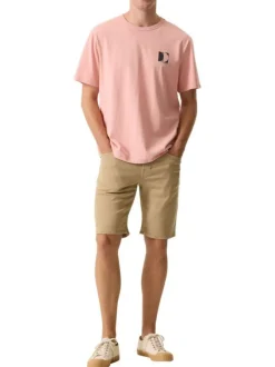 T-shirt en coton rose uni avec logo imprimé et une coupe droite