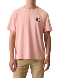 T-shirt en coton rose uni avec logo imprimé et une coupe droite