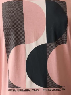 T-shirt en coton rose uni avec logo imprimé et une coupe droite
