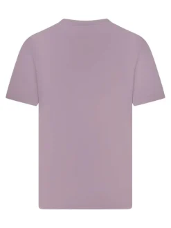 T-shirt en coton rose uni avec une coupe droite et un col rond
