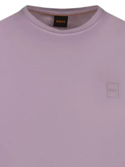 T-shirt en coton rose uni avec une coupe droite et un col rond