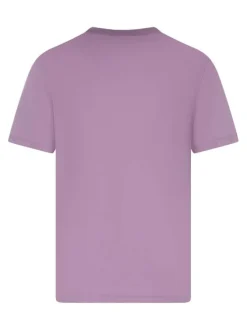 T-shirt en coton rose uni avec une coupe droite et un col rond