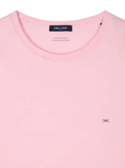 T-shirt en coton rose uni avec une coupe droite et un col rond
