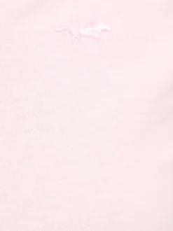T-shirt en coton rose uni avec une coupe droite et un col V
