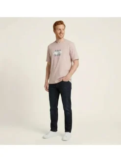 T-shirt en coton rose uni pourvu d'une coupe droite et des manches courtes