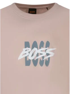 T-shirt en coton rose uni pourvu d'une coupe droite et des manches courtes