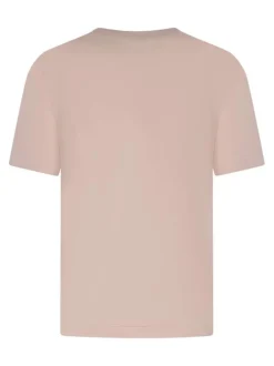 T-shirt en coton rose uni pourvu d'une coupe droite et des manches courtes