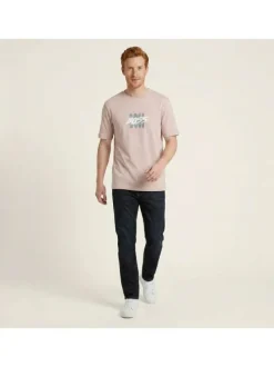 T-shirt en coton rose uni pourvu d'une coupe droite et des manches courtes