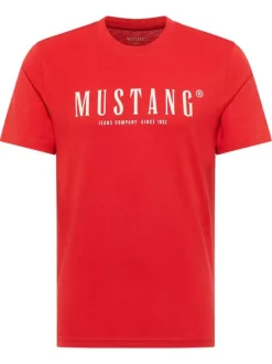 T-shirt en coton rouge à col rond orné d'un logo oversize à l'avant