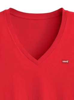 T-shirt en coton rouge uni avec une coupe droite et des manches courtes