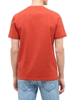 T-shirt en coton rouge uni avec une coupe droite et un col rond