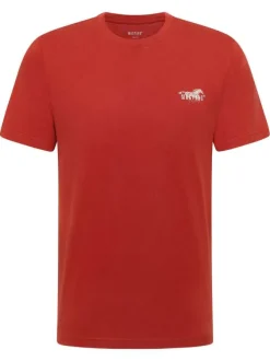 T-shirt en coton rouge uni avec une coupe droite et un col rond