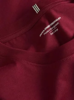 T-shirt en coton rouge uni avec une coupe droite et un col rond