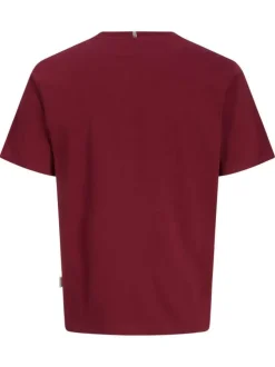 T-shirt en coton rouge uni avec une coupe droite et un col rond