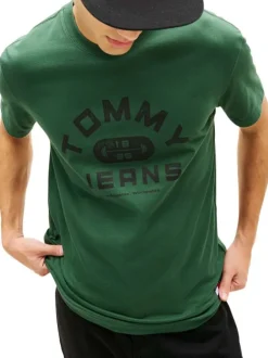T-shirt en coton sapin imprimé avec une coupe droite et un col rond