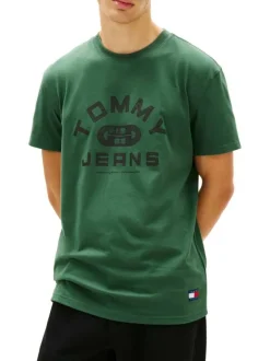 T-shirt en coton sapin imprimé avec une coupe droite et un col rond