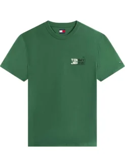 T-shirt en coton sapin imprimé avec une coupe droite et un col rond