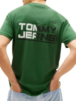 T-shirt en coton sapin imprimé avec une coupe droite et un col rond