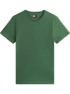 T-shirt en coton sapin uni avec une coupe droite et un col rond