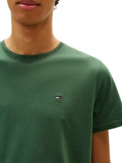 T-shirt en coton sapin uni avec une coupe droite et un col rond