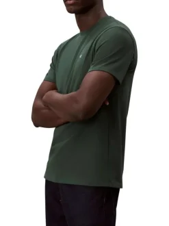 T-shirt en coton sapin uni avec une coupe droite et un col rond