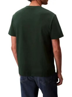 T-shirt en coton sapin uni logo de la marque imprimé avec un col rond
