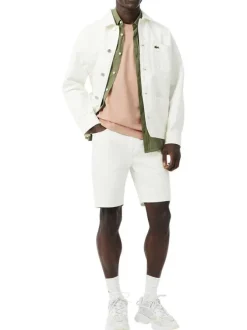 T-shirt en coton saumon uni à coupe droite avec une poche plaquée à la poitrine