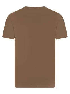 T-shirt en coton tabac uni coupe ajustée avec un logo central