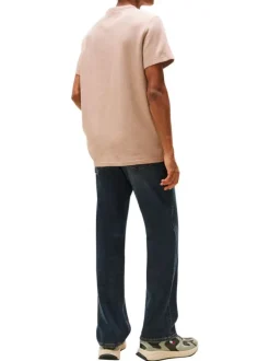T-shirt en coton taupe uni avec nom iconique et une coupe droite