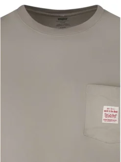 T-shirt en coton taupe uni avec une coupe droite et un col rond