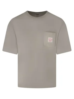 T-shirt en coton taupe uni avec une coupe droite et un col rond